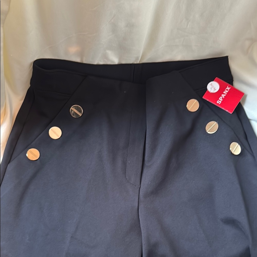 SPANX Elegant Black Sailor style Dress Pants -Petite